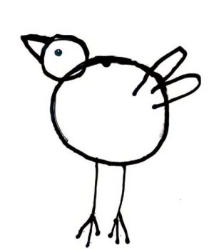 Ganz einfache Darstellung eines Vogels die zum Nachmalen animiert